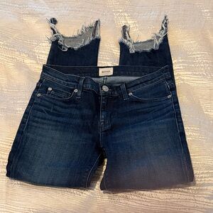 Hudson Jeans Dark Indigo Frayed Ankle Crop Jeans